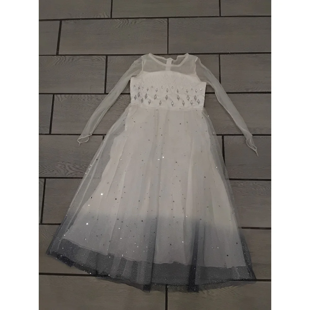 Frozen White Ombre‎ Sparkle Costume Dress Girls Kids Size 10-12